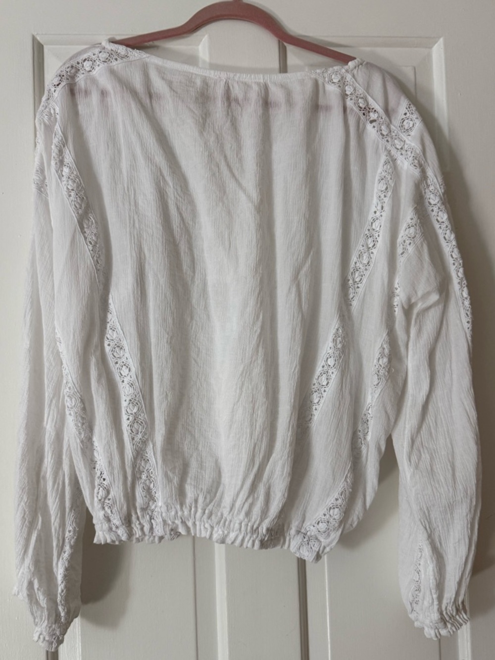 Free People White Lace Peasant Top - Picture 3 of 7